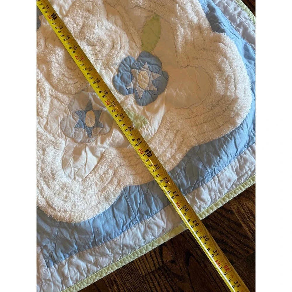 Twin Sized quilt, appliqué, and chenille with matching sham